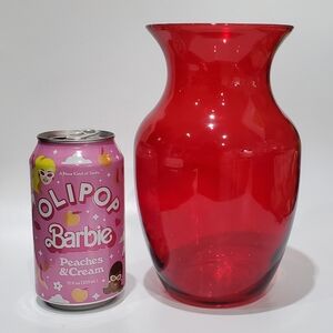 Vntg 8" Red Glass Vase
